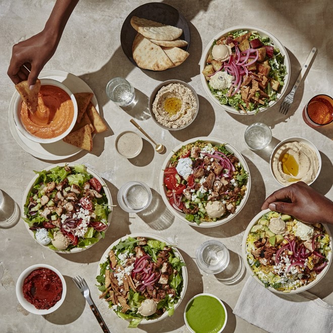 top view of a full table